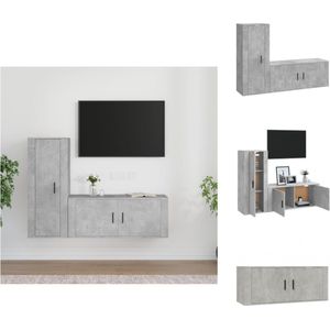 vidaXL TV-meubel Betongrijs - Klassieke stijl - Stevig bewerkt hout - Wandgemonteerd - Voldoende opbergruimte - Handleiding inbegrepen - Kast