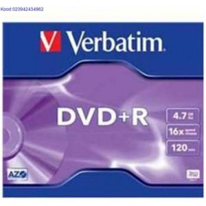 VERBATIM DVD+R JEWEL CASE 1 STUKS 4.7GB 16XSPEED 120MIN