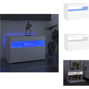vidaXL TV-meubel - LED-verlichting - wit - bewerkt hout - 60x35x40 cm - Kast