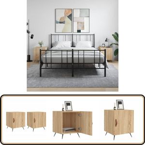 vidaXL Nachtkastjes - 2 stuks - Sonoma eiken - 40x40x50 cm Nachtkastjes - Salontafel - Houten Meubel - Bruine Meubels - Eiken Meubilair