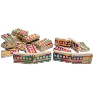 BS Toys Domino Treinen - Super coole variant op Domino voor kinderen vanaf 3 jaar - 1 tot 2 spelers - Vurenhout - Verschillende kleuren