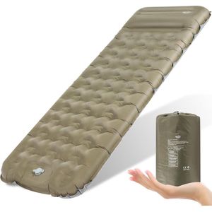campingslaapmat, 12 cm opblaasbare slaapmat met voetperspomp en kussen, verbeterde ondersteuning luchtmatras kamperen, ultralichte waterdichte slaapmat