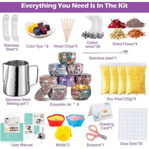 Kaarsenmakerset - Maak je eigen kaarsenset, doe-het-zelf geurkaarsencadeauset, kaarsenmaakset