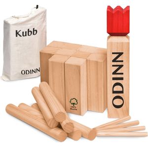 Toyfel XXL Kubb Spel Odinn – Buitenspel Houten Werpspel voor Kinderen en Volwassenen – ZweedsSchaak Outdoor Game – FSC® Dennenhout