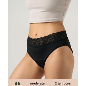 Moodies menstruatie & incontinentie ondergoed - Classic Brief Lace - moderate kruisje - zwart - maat M - period underwear