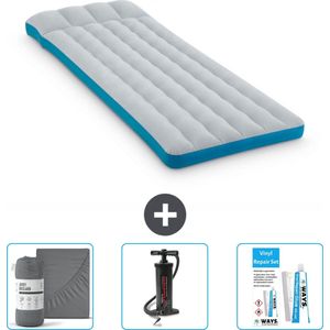 Intex Campingmat - Twijfelaar - 72 x 189 x 20 cm - Blauw - Inclusief Hoeslaken - Pomp en Reparatieset
