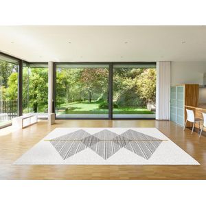 Vente-unique Geometrisch tapijt - 200 x 290 cm - Wit en grijs - NIMIRIA L 290 cm x H 0.9 cm x D 200 cm