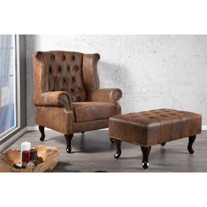 Chesterfield fauteuil antiek bruin