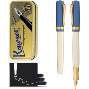 Kaweco - Vulpen - Kaweco STUDENT Fountain Pen 50's Rock - Blauw Ivory - Met extra doosje vullingen - Breed