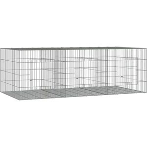 vidaXL-Konijnenkooi-met-3-panelen-163x79x54-cm-gegalvaniseerd-ijzer