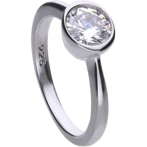 Diamonfire - Zilveren ring met steen Maat 17.0 - Steenmaat 7 mm - Kastzetting
