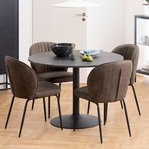 Sohome Ronde Eettafel Eboney - Marmerprint - Ø110cm - Zwart