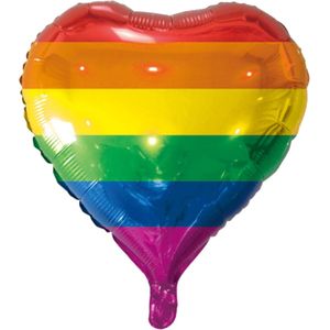 Folieballon - Hart - Regenboogvlag - 46cm - Zonder vulling