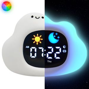 Maness® Wolkje Slaaptrainer - Kinderwekker - Slaapwekker - Met nachtlamp functie en wekker timer - Slaaphulp voor kinderen vanaf de peuter leeftijd - Ook leuk als nachtlampje voor baby's