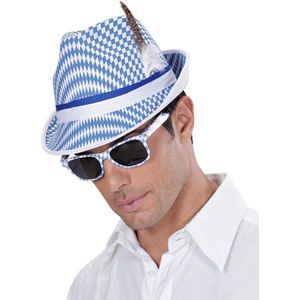 WIDMANN - Wit met blauwe bierfeest bril voor volwassenen - Accessoires > Brillen
