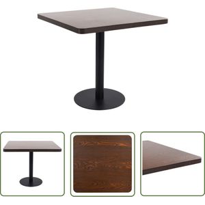 The Living Store Bistrotafel 80x80 cm MDF donkerbruin - Bistrotafel - Houten Tafeltje - Kleine Tafel - Buitentafel - Terras Tafel