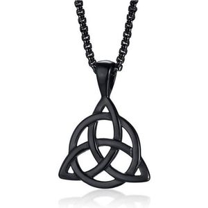 Heren ketting Mendes Edelstaal Triquetra Knoop Zwart