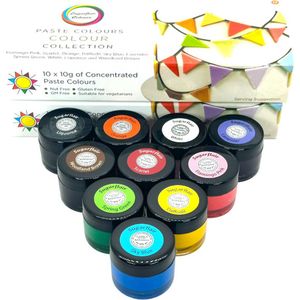 Sugarflair Eetbare Kleurstof Pasta Set - Fondant & Marsepein - Multi Collectie Set/10