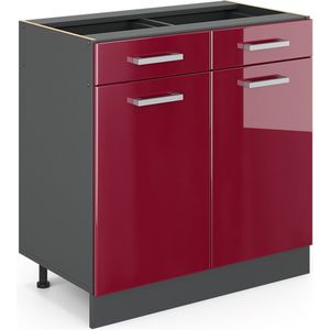 Vicco R-Line Keuken Keukenonderkast – 80 cm zonder werkblad Bordeauxrode hoogglans zonder werkblad