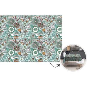 Tafelkleed - Tafellaken - 260x180 cm - Bohemian - Winter - Bloemen - Patroon - Binnen en Buiten