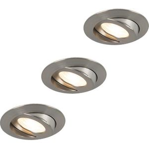 QAZQA relax - Moderne LED Inbouwspot voor badkamer - 3 lichts - Ø 88 mm - Staal -