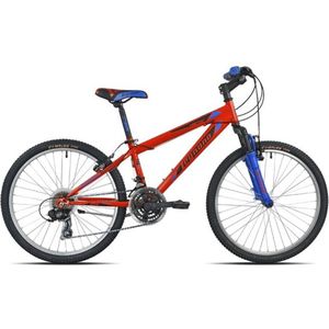 Herenfiets met 21 versnellingen - Racefiets - Stadsfiets 24 inch - Framemaat 34 cm - V-brakes -Rood/blauw