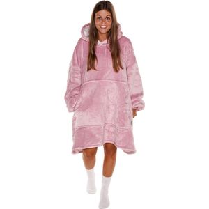 Pink oversized hoodie deken - plaids met mouwen - fleece deken met mouwen - ultrazachte binnenkant - hoodie blanket - snuggie - one size fits all