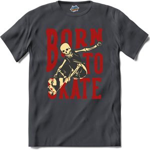 Born To Skate | Skaten - Skateboard - T-Shirt - Unisex - Mouse Grey - Maat L