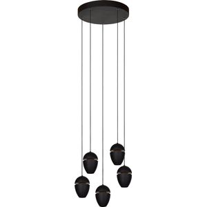 Atmooz - Ogima - Hanglamp - Zwart - 5 Lichtpunten - Verstelbare Kabels - 30 x 30 x 160 cm - Geïntegreerde LED - Dimbaar - Metaal