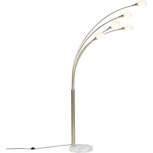 QAZQA sixties marmo - Design Vloerlamp | Staande Lamp - 5 lichts - H 2155 mm - Goud/messing - Woonkamer | Slaapkamer