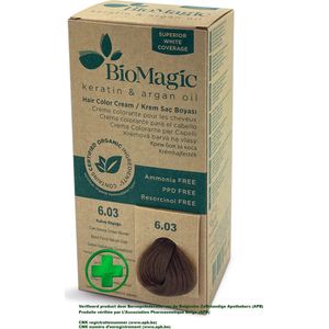 Natuurlijke Permanente Haarverf en KIT, met Biologische Ingrediënten, goedgekeurd in de Apotheek - DONKER NATUURLIJK GOUDEN BLOND 6/03 BioMagic