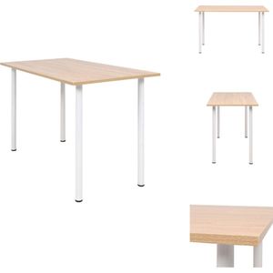 vidaXL Eetkamertafel - Eiken en wit - 120 x 60 x 73 cm - Bewerkt hout met melamine-afwerking en stalen frame - Tafel