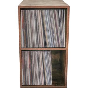 VDD Vinyl - Platenspeler Meubel - Lp kast - Vinyl kast - Platenspeler kast - Lp meubel - Platen kast - Vinyl opberg systeem - Lp platen opbergkast - Opbergen lp vinyl platen - Vinyl opbergkas - Vinyl houder - 69 x 34 x 33 cm - Walnoot