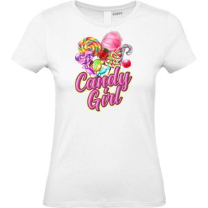 Dames t-shirt Candy Girl | Carnavalskleding heren dames | Halloween Kostuum | Foute Party | Wit Dames | maat L