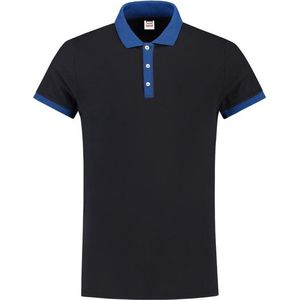 Tricorp Poloshirt bi-color fitted - Casual - 201002 - Navy-Royalblauw - maat XXXL