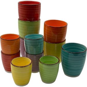 Koffiekopjes - vrolijk en gevarieerd gekleurd - koffiebeker - unieke kleuren - set van 12 kopjes (ook los verkrijgbaar) - 160ML en 340ML - porselein - hip en trendy