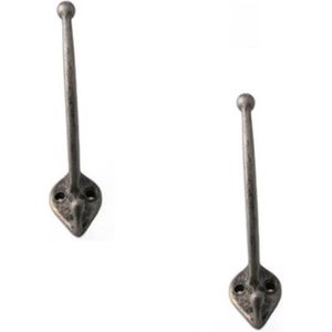 6x Luxe kapstokhaken / jashaken tinkleurig antiek enkele haak - lang model - hoogwaardig aluminium - 13 x 3,5 cm - Antieke kapstokhaakjes / garderobe haakjes