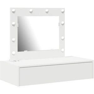 vidaXL - Wandkaptafel - met - LED - Verlichting - - - Wit