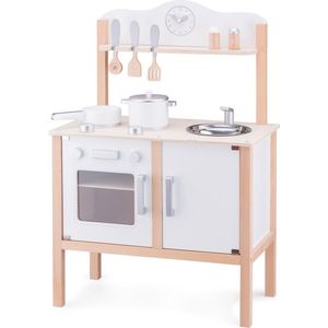 New Classic Toys Houten Speelkeuken - Wit - Inclusief Accessoires - Werkbladhoogte is 55 cm