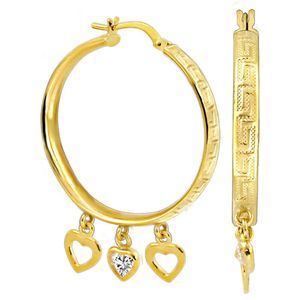 Juwelier Zwartevalk - 14 karaat gouden bedel oorbellen met zirkonia 12.055/28mm--