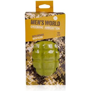 Badefizzer MEN'S WORLD in geschenkverpakking, handgranaatvorm, 150g, geur: witte thee, kleur: olijf/oker/oranje