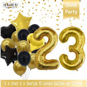 Cijfer Ballon 23 Jaar Black & Gold Boeket * Hoera 23 Jaar Verjaardag Decoratie Set van 15 Ballonnen * 80 cm Verjaardag Nummer Ballon * Snoes * Verjaardag Versiering * Kinderfeestje* Tienerfeestje * Thema * Zwart/Goud * Nummer Ballon 23 * Back & Gold