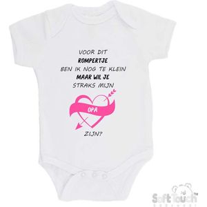 100% katoenen Romper Zwangerschap Aankondiging 2.0 ""Voor dit rompertje ben ik nog te klein maar wil je straks mijn opa zijn"" Unisex Katoen Wit/zwart/roze Maat 56/62