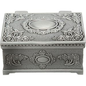 Rechthoekige Metalen Sieradendoos - Vintage en Kleine Sieradenopbergdoos voor Ringen, Oorbellen en Kettingen - Schatkistopbergdoos als Antiek Herdenkingsgeschenk voor Meisjes en Vrouwen