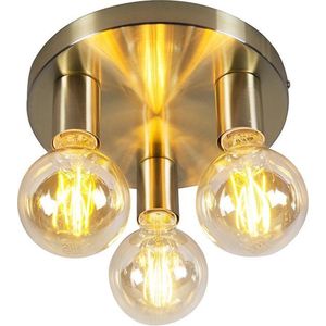 QAZQA facil - Design Plafondlamp - 3 lichts - Ø 250 mm - Goud - Woonkamer | Slaapkamer | Keuken
