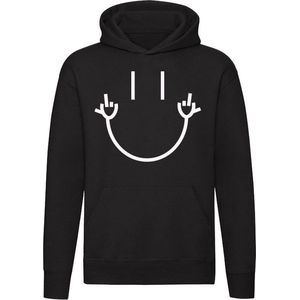 Middlefinger Smiley Hoodie - smiley - humor - grappig - unisex - trui - sweater - capuchon