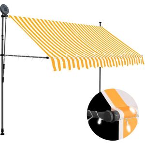 vidaXL-Luifel-handmatig-uitschuifbaar-met-LED-300-cm-wit-en-oranje