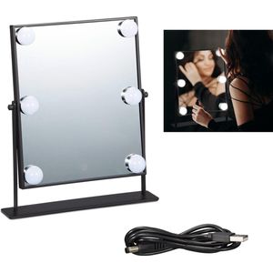 Relaxdays make up spiegel met licht - led Hollywood spiegel - opmaakspiegel - dimbaar - zwart