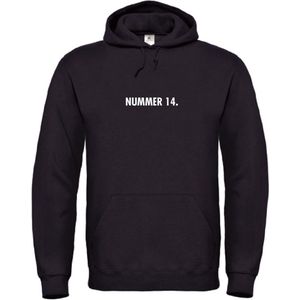 Hoodie Zwart XXL - nummer 14 - wit - soBAD. | Hoodie unisex | Hoodie man | Hoodie vrouw | Kleding | Voetbalheld | Legende | Voetbal