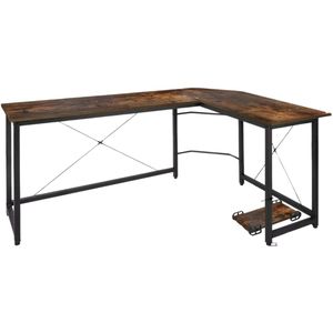 L-vormig Hoekbureau - Voor Thuiswerken, Gaming & Kantoor - Ruim PC & Laptop Werkstation - 167 cm - Retro